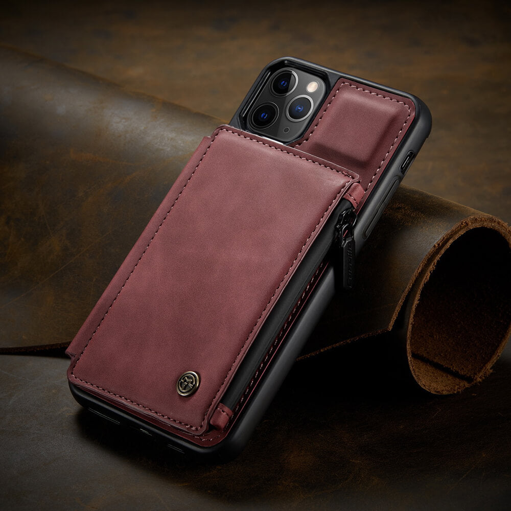 All in One Zipper Leather Wallet Case for iPhone