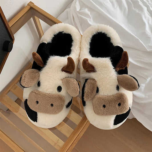 Moo Cow Cozy Fluffy Slippers