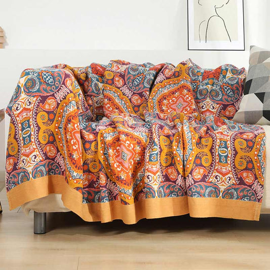 5 Layers Cotton Reversible Throw Blanket Bed Sofa Cover
