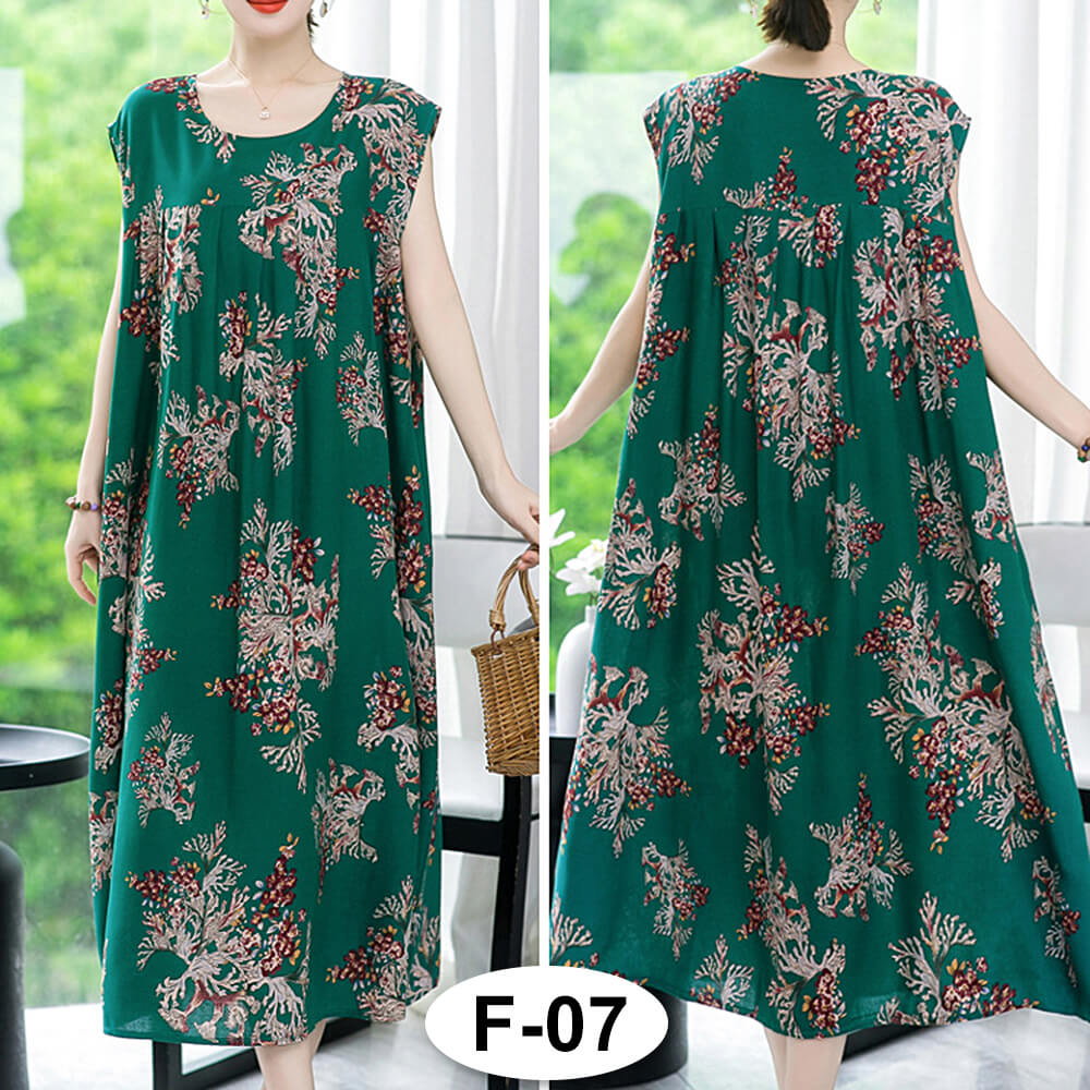 Women Casual Loose Bohemian Floral Dress with Pockets Short Sleeve Maxi Summer Swing Dress