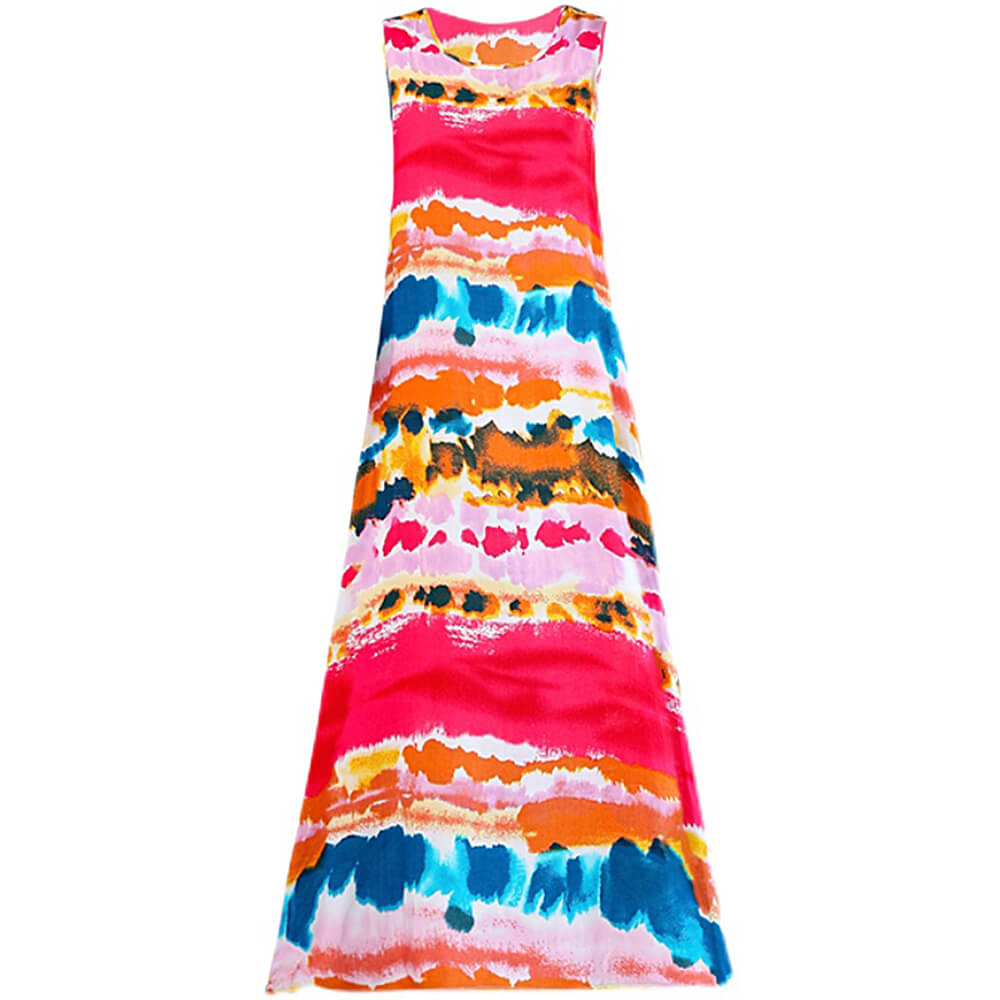 Women's Summer Casual Sleeveless Dresses Print Flowy Beach Boho Long Dress