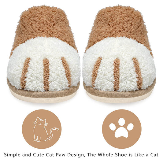 Cat Paw Warm Fleece Winter Slippers for Women & Men