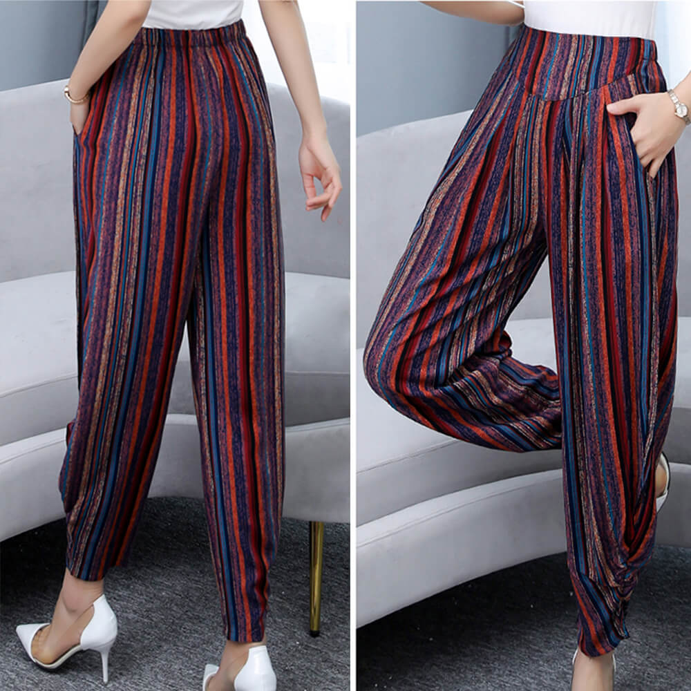 Women's Casual High Waisted Harem Yoga Pants Loose Fit Print Trousers with Pockets