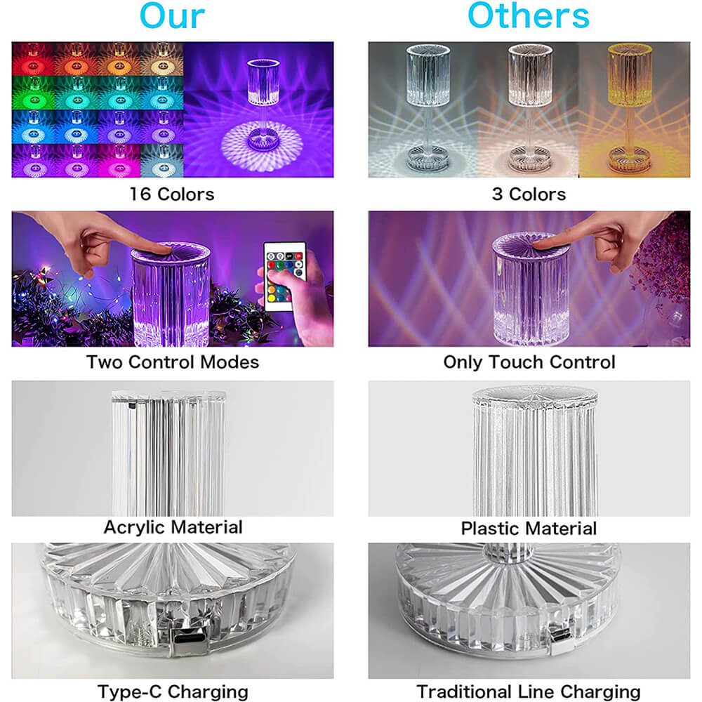 Touching Control Diamond Crystal Lamp