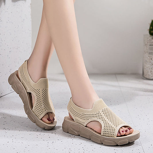 Summer Washable Slingback Slide Sport Sandals Comfy Knit Thick Bottom Casual Shoes
