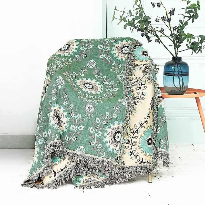 4 Layers Retro Throw Blanket Bed Sofa Cover