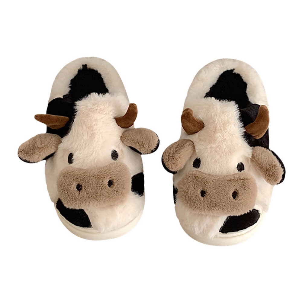 Moo Cow Cozy Fluffy Slippers